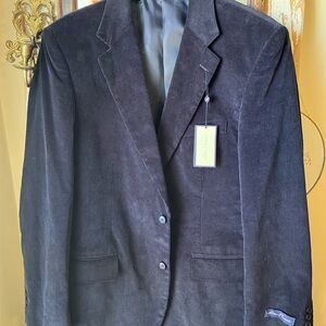 NWT Alan Flusser Corduroy Jacket Blazer 42 Reg Midnight Blue Cotton